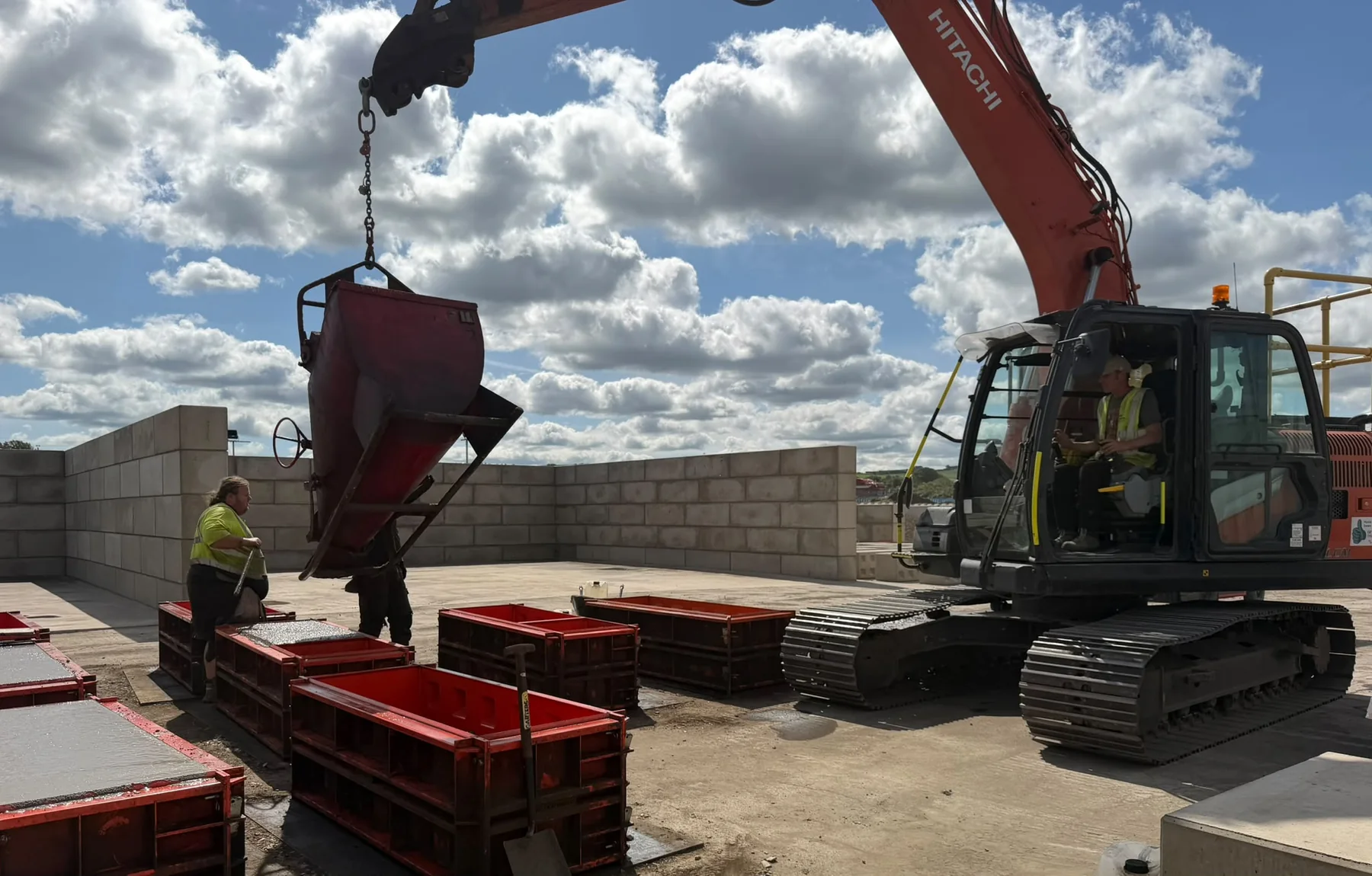 Concrete placement across the Bonnie Blocks moulding area