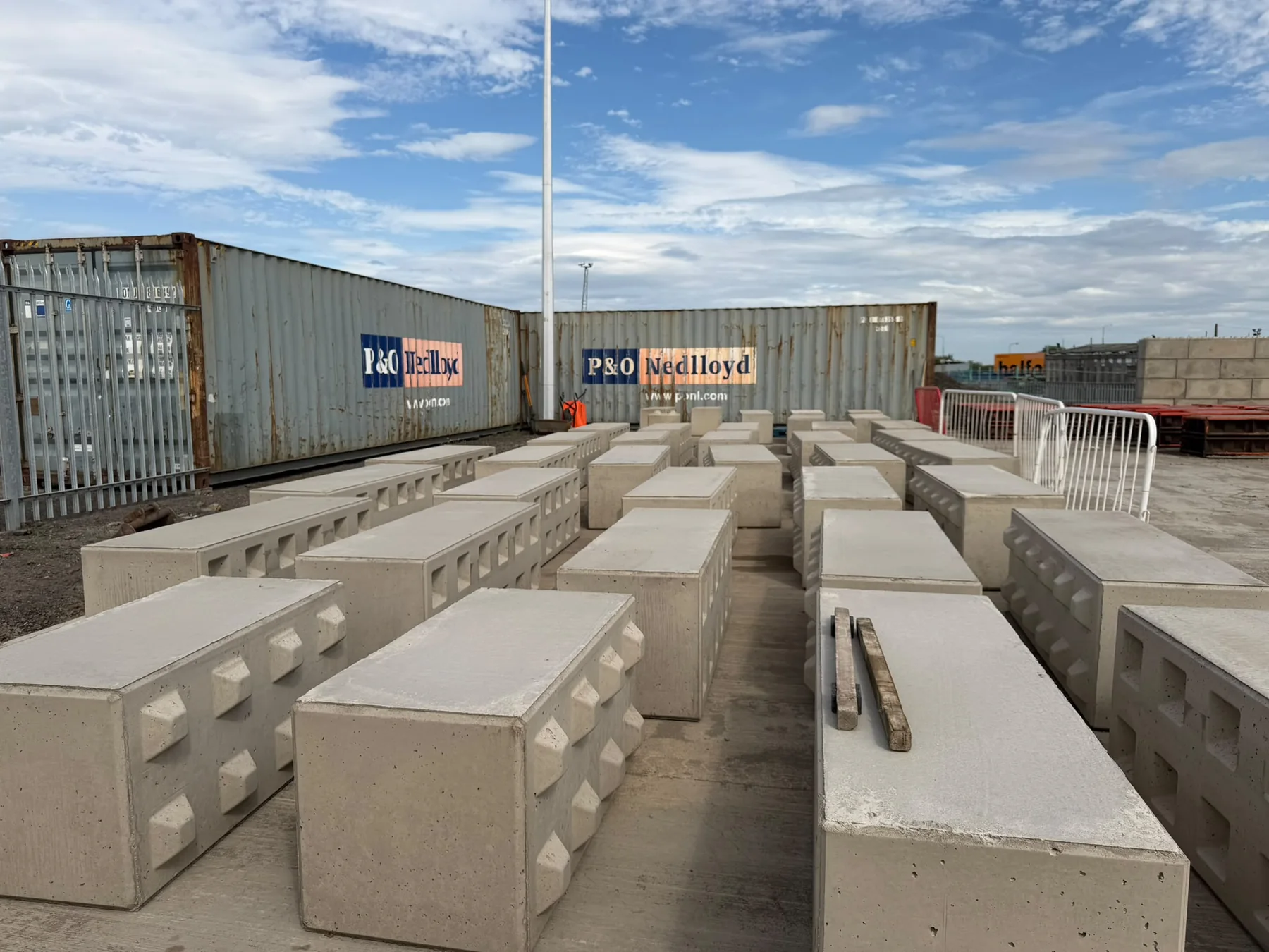 Block moulds and finished units in the Bonnie Blocks production area
