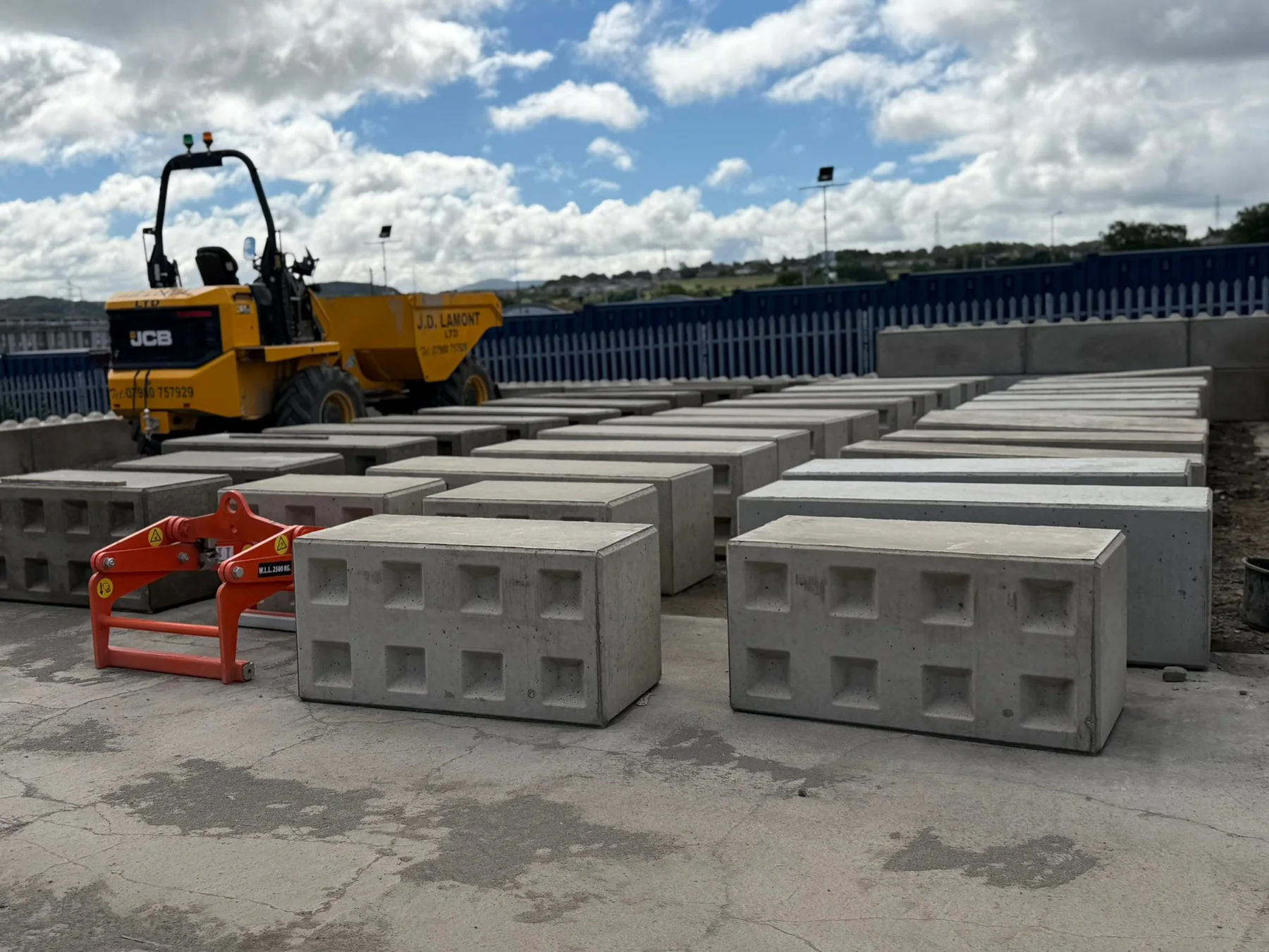 Finished interlocking concrete blocks ready for use